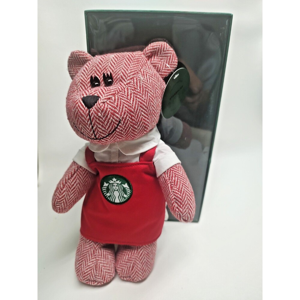 Starbucks 2016 Teddy Bear Red Holiday Apron Bearista Girl Bear 9-1/2" Tall